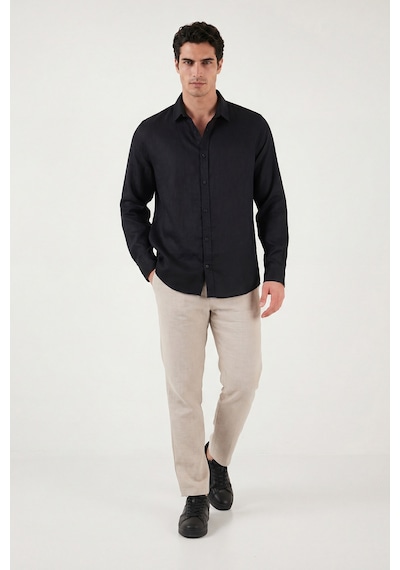 Buratti Pamuklu Regular Fit Klasik Yaka Uzun Kollu % 100 Keten Gömlek Erkek GÖMLEK CF26S1210000 Siyah