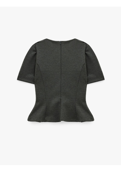 Koton Slim Fi Dikiş Detaylı Bisiklet Yaka Kısa Kollu Peplum Tişört Antrasit Melange 7wal10227ık Antrasit Melanj Koton Slim Fi Dikiş Detaylı Bisiklet Yaka Kısa Kollu Peplum Tişört Antrasit Melange 7wal10227ık Antrasit Melanj