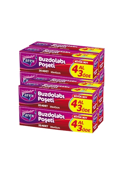 Buzdolabı Poşeti Büyük Boy 4 Al 3 Öde 4 20 30 X 45 Cm İkili Set