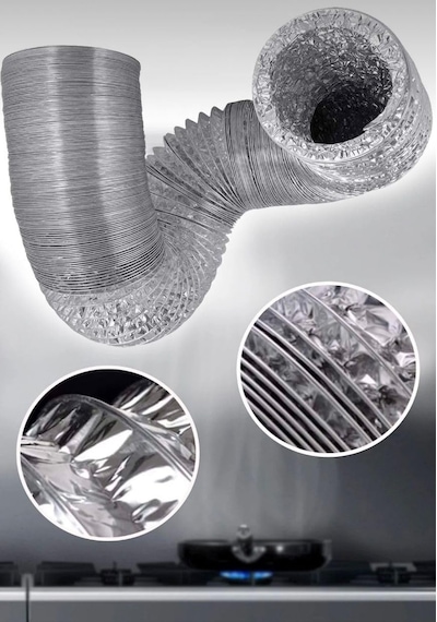 3 Metre 127 Mm Alüminyum Flex Aspiratör Borusu, Isıya Dayanıklı, Esnek Havalandırma Hortumu, Da