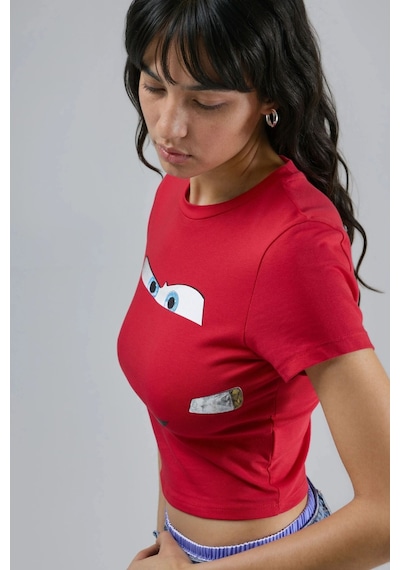 Hiccup Kısa Kollu Araba Baskılı T-shirt Kırmızı