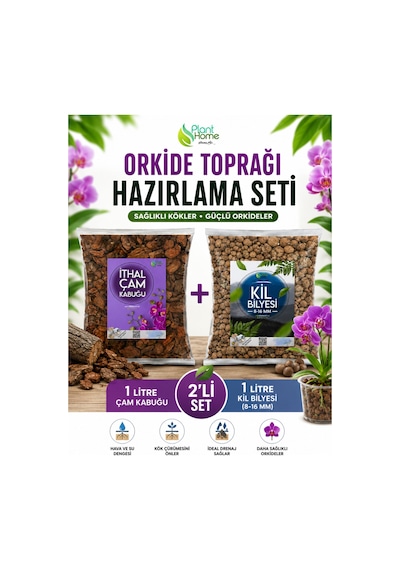 Orkide Toprağı Hazırlama Seti 2'li 1 Litre İthal Çam Kabuğu + 1 Litre Kil Bilyesi 8-16 Mm Orkide Dikim Ve Saksı Değişim Seti Ürün Açıklaması Diğer