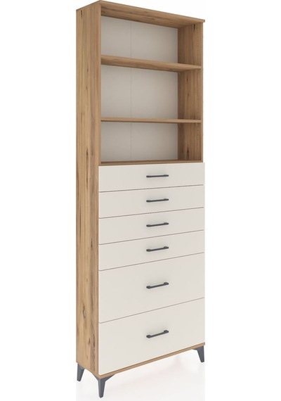 Arges Dolap 3 Raflı 6 Çekmeceli 88x30x243 Çam-aytaşı Çam