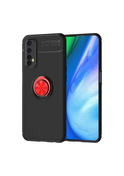 Realme 7 Kılıf Range Yüzüklü Silikon - Siyah-kırmızı Bzsxx00 1