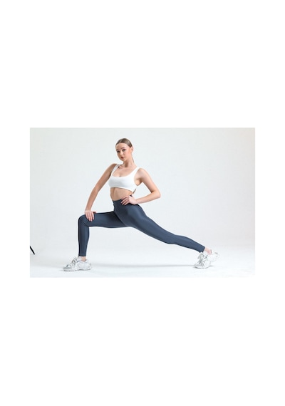 Thıff Gymwear Mavi Yüksek Bel Dalgıç Kumaş Spor Günlük Tayt Antrasit