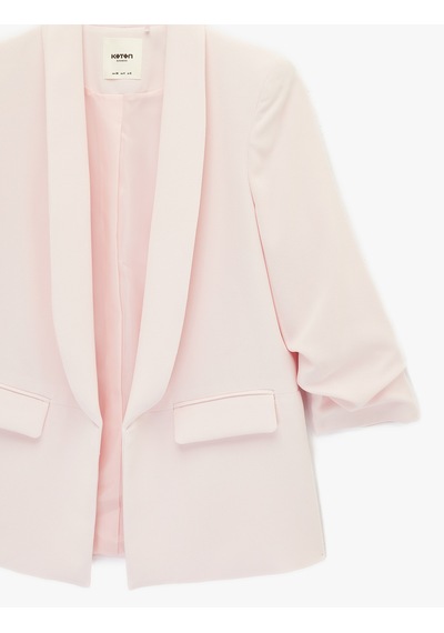 Koton Şal Yaka 3/4 Kollu Uzun Blazer Ceket Pembe 6sak50004uw Gül
