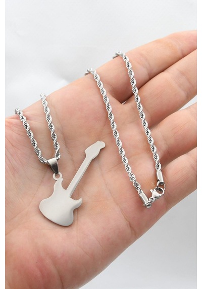 Gitar Kolye Paslanmaz Çelik Zincir 3mm 902092 Gümüş