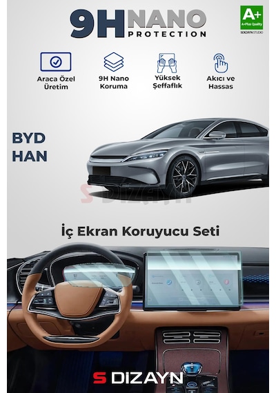 S-dizayn Byd Han 9h Nano Gösterge Ve Multimedya Ekran Koruyucu Parlak 2024 Üzeri A+ Kalite