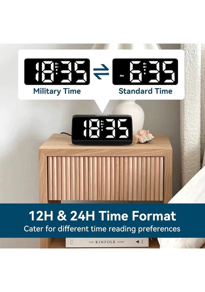 Yatak Odaları İçin Dijital Çalar Saat, Çift Alarmlı Yüksek Sesli Çalar Saat, Kalın Rakamlar, 5 Dimmer, 4 Cilt, E