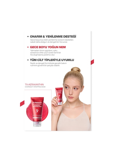 Leke Karşıtı Aydınlatıcı Onarıcı Astaxanthin İçeren Soyulabilen Gece Maskesi 80ml