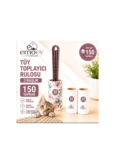 2'li Set Kedi Köpek Tüy Toplayıcı Rulo 150 Yaprak Ve Tek Tuşla Temizlenen Evcil Hayvan Tarağı