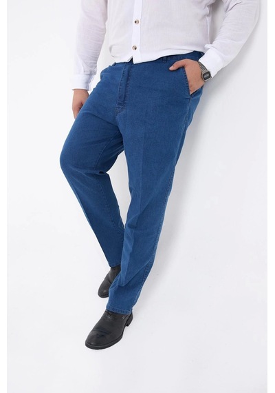 Phantom Jeans Büyük Beden Erkek Likralı Battal Yüksek Bel Kot Pantolon Rahat Kesim Jean Denim Açık Mavi Açık Mavi