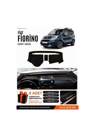 Fiat Fiorino 2007-2026 Uyumlu Torpido Örtüsü, Torpido Kılıfı - Siyah Kahverengi