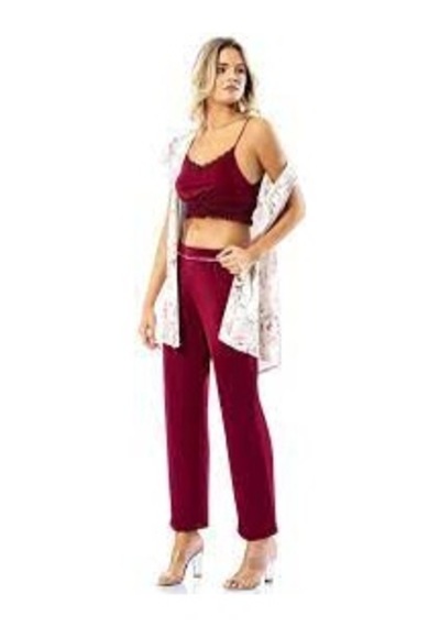 Loriva Kadın Bordo 3'lü Pijama Takımı Bordo Loriva Kadın Bordo 3'lü Pijama Takımı Bordo
