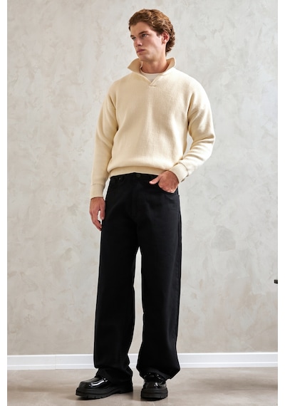 Erkek Ekstra Baggy Jean Pantolon Siyah