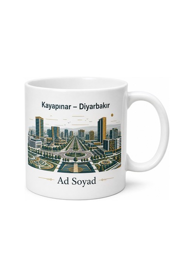 Kayapınar Modern Şehir Dokusu Diyarbakır Hatırası Kupa Bardak Hediye Beyaz / Çok Renkli