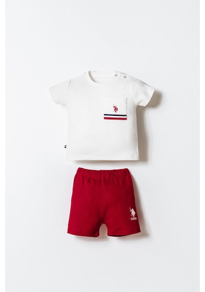 U.s. Polo Assn. Erkek Bebek Beyaz Şort Takım 5274-49944 Kırmızı