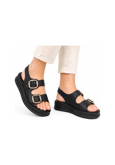 Trendyshose 06474 Rahat Anatomic Toka Ayarlanabilir Garantılı Kadın Sandalet Siyah