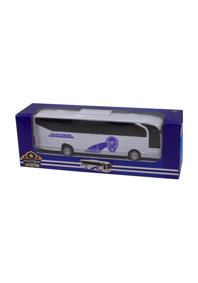 Oyuncak Otobüs Polis Otobüsü Sürtmeli Beyaz 22 Cm