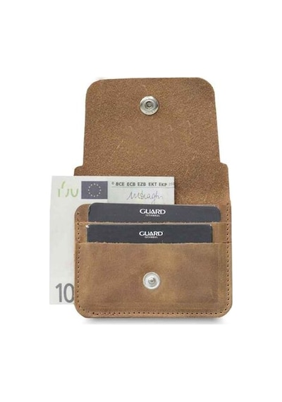 Guard Taba Crazy Patlı Kartlık Hakiki Deri Erkek / Kadın P5227 Taba