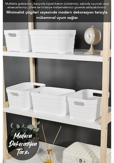 1 Adet Dekoratif Piramit Saklama Kutusu - Dolap İçi Düzenleyici Organizer Kutu 3,8 Litre Beyaz Beyaz