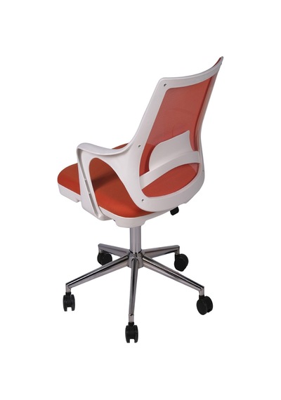 Ofisbazaar Buya Beyaz Fileli Çalışma Koltuğu Ergonomik Şef Ve Toplantı Koltuğu Turuncu Turuncu