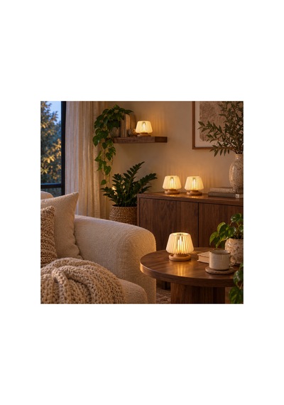 4 Lü Dekoratif Led Tealight Mumluk Seti - Masaüstü Aydınlatma - Pilli Mumlar Dahil Açık