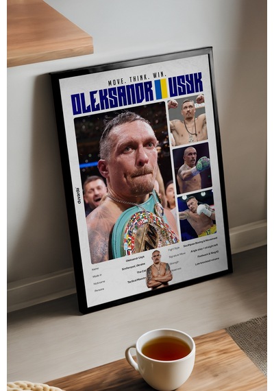 Oleksandr Usyk Boks Siyah Ahşap Çerçeveli Poster, Dekoratif Dövüş Duvar Tablosu