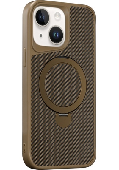 Teleplus Apple Uyumlu iPhone  15 Plus Kılıf Karbon Fiber Magsafeli 360 Dönerli Standlı Alp Kapak