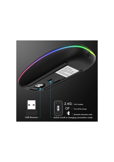 Rgb Işıklı Kablosuz Bluetooth Klavye Mouse Seti Şarjlı Ultra Slim Tablet Telefon Windows Uyumlu Diğer