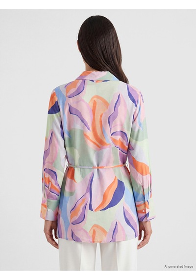 Lcw Everyday Karışık Beli Kuşaklı Desenli Kadın Gömlek Tunik