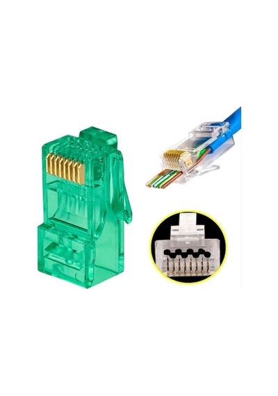 Electroon Yeşil Cat6 Ezrj45 Açık Uçlu Soket 8p/8c - 100adet