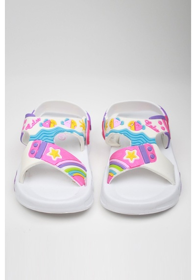 Günlük Unisex Çocuk Sandalet Esnek Kaymaz Taban Yazlık Ev Okul Kreş Ayakkabı Ps940-ps955 Beyaz - Pembe