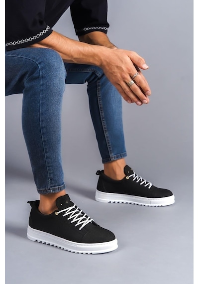 Aymood Slw152 Cool Bağcıklı Keten Erkek Günlük Spor Klasik Ayakkabı Kbt - Siyah