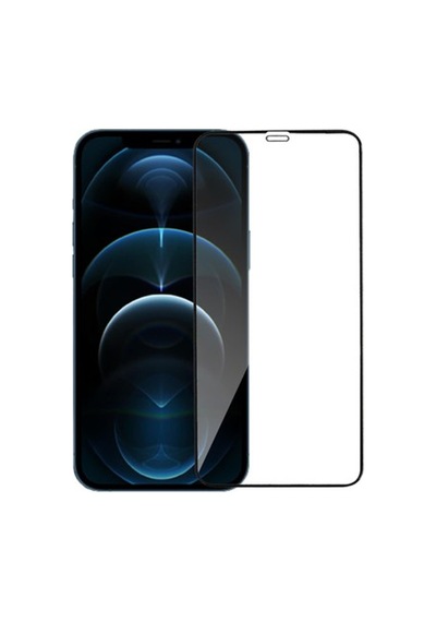 Apple Uyumlu   iPhone 12 Pro Max Siyah 5D Tam Kaplayan Ekran Koruyucu Cam