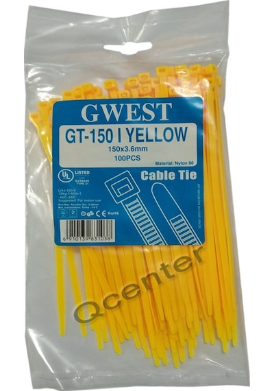 Gwest 3.6X150Mm 15Cm Renkli Plastik Cırt Kelepçe Kablo Bağı Sarı+Kırmızı+Mavi+Yeşil