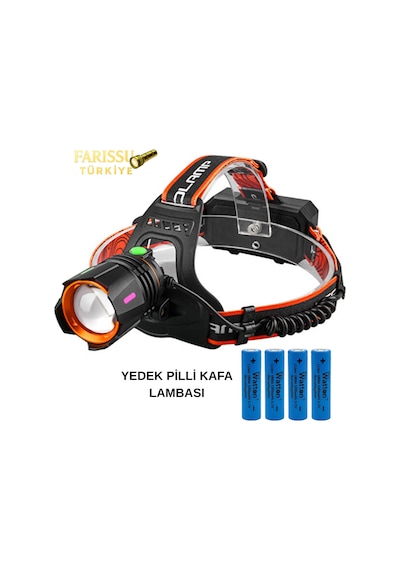 Farissu Gold Orion Or-810 25w Şarjlı Kafa Feneri 1800 Lümen 1 Km Aydınlatma 4 Adet Yedek 18650 Pil Siyah