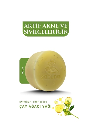 Sabunal Çay Ağacı Sabunu 2 Adet - Akne ve Leke Karşıtı Cilt Görünümü Düzenleyici Doğal Sabun