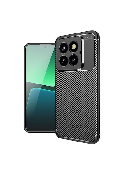 Xiaomi Mi 14 Pro Kılıf Karbon Görünümlü Silikon Kamera Korumalı Üstün Koruma Pazarplus Siyah