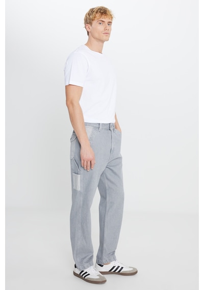 Lee Pamuk Relaxed Straight Fit Cepli Jean Kot Denim Pantolon Gri