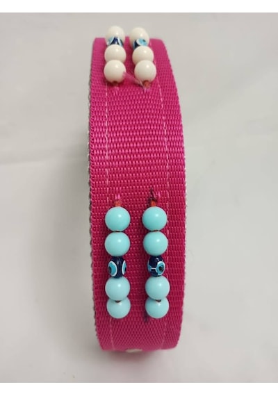 Kozaklı 10471 Süslü Boncuklu El İşlemeli Köpek Tasması Pembe 70 x 4 CM Pembe