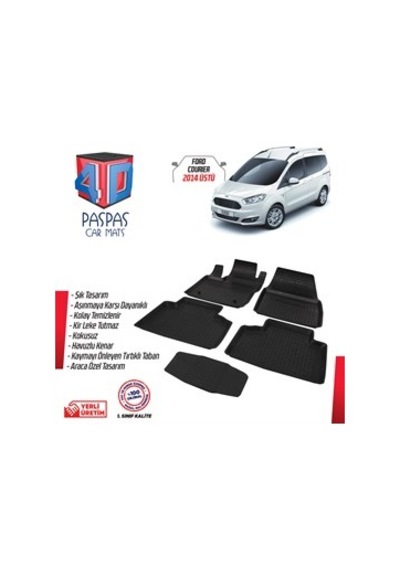Ekiciler Ford Courier 4D Havuzlu Paspas Siyah