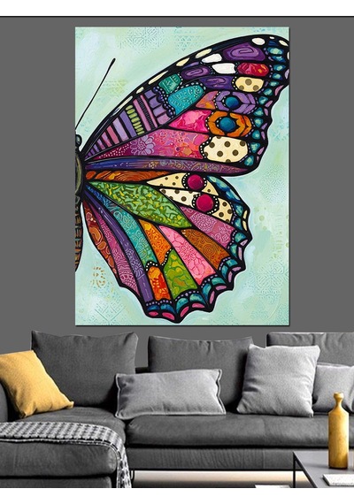 Ahşap Tablo Renkli Kelebek Kanatları Deseni Dekoratif Tablolar