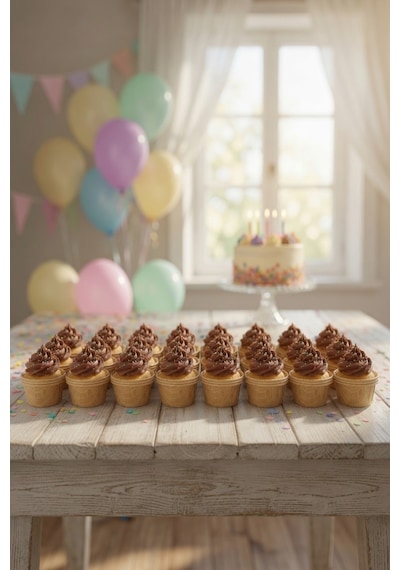 Cupcake Kapsülü 24'lü Kraft Yazılı Lamineli Asetat Kutulu Muffin Kek Sunum Ve Hediye Seti Diğer