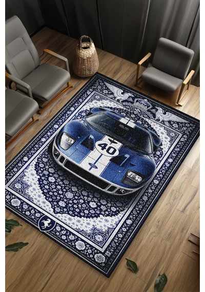 Ford F40 Araba Desenli Halı Dijital Baskı Yıkanabilir Kaymaz Taban Leke Tutmaz