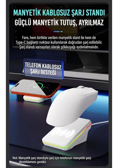 Ajazz Kablosuz Oyuncu Mouse 24000 Dpı 1000hz Bluetooth 2.4g Type C Aı Akıllı Etkileşim Manyetik Şarj Standı 300mah Genel Ajazz Kablosuz Oyuncu Mouse 24000 Dpı 1000hz Bluetooth 2.4g Type C Aı Akıllı Etkileşim Manyetik Şarj Standı 300mah Genel
