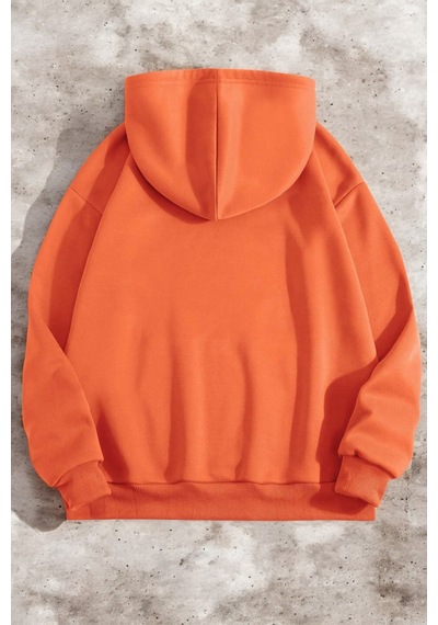 The Future Baskılı Oversize Sweatshirt Turuncu
