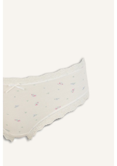 Defacto Dantel Ve Fiyonk Detaylı Ribana 2li Slip Külot I4000ax26auer98 Ekru-er98