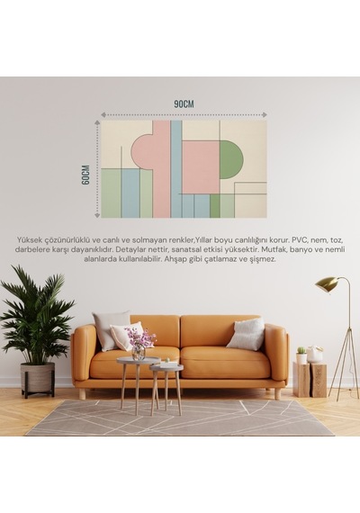 Soyut Tablo Modern Minimalist Soyut Sanat 03 Çerçevesiz 90x60cm Pvc Tablo