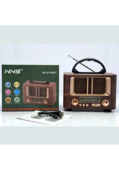 Küçük Mini Boy Retro Ahşap Tasarım Bluetooth Hoparlörlü Radyo Fm/am Destekli, Şarjlı Ve Taşınabili
